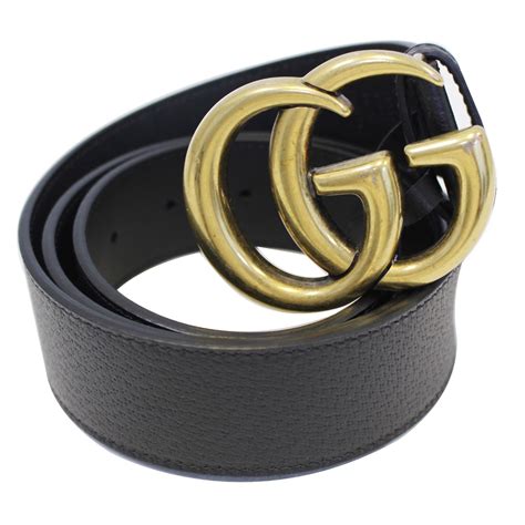 Gucci Ladies Slim Black Leather Belt With Double G Buckle.